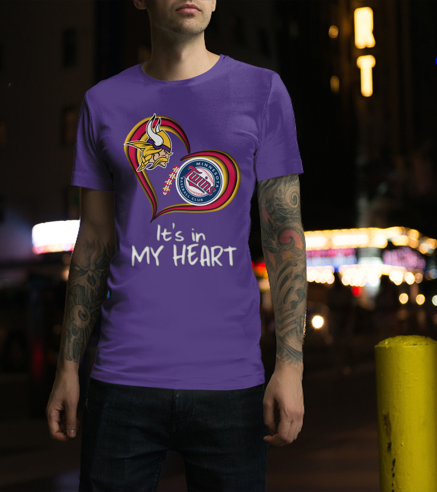 Minnesota Vikings Twins Baseball Club It's In My Heart T-Shirt