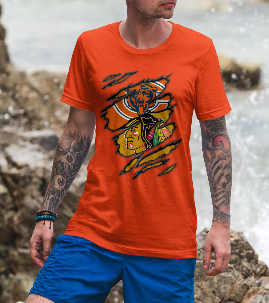 Bears Blackhawks NFL NHL Crossover T-Shirt