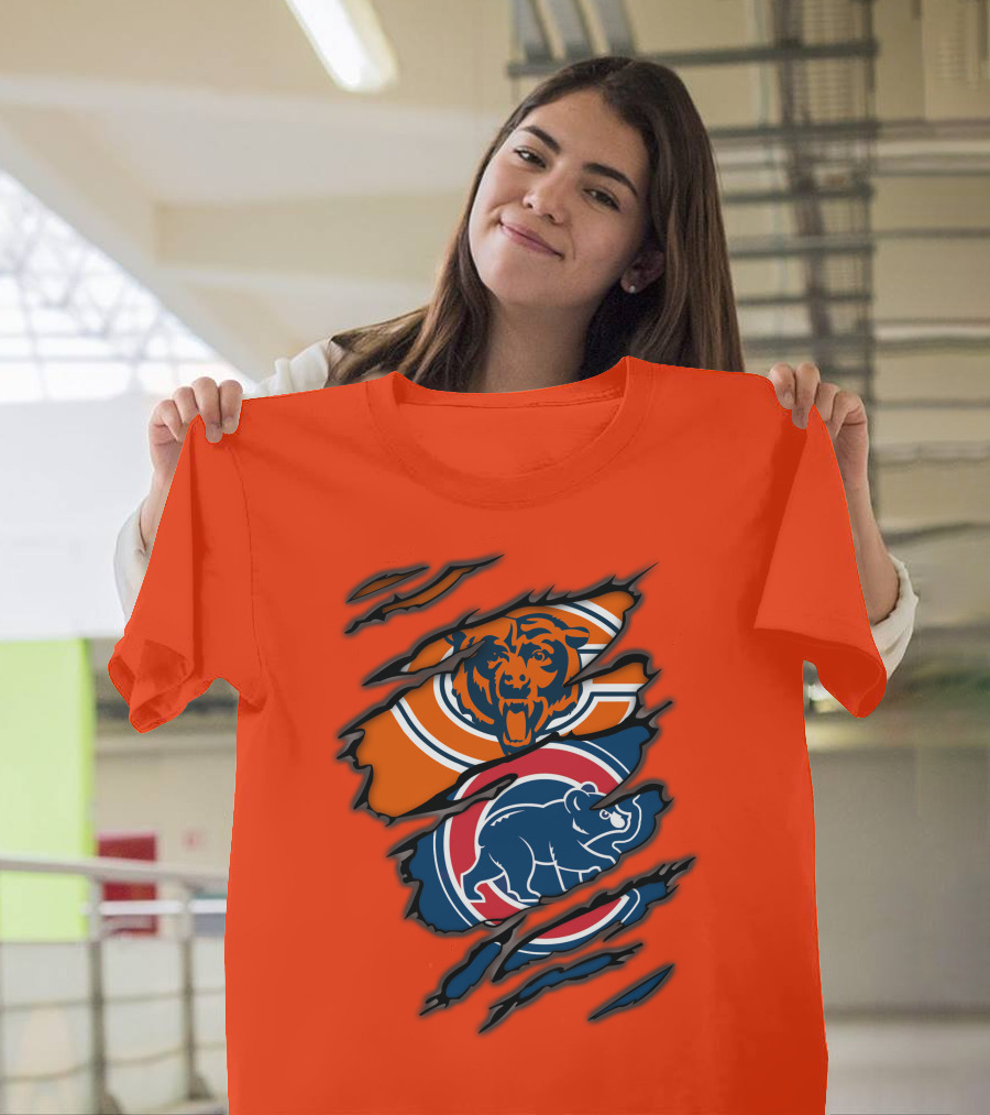 Chicago Bears Cubs Logos Fusion T-Shirt