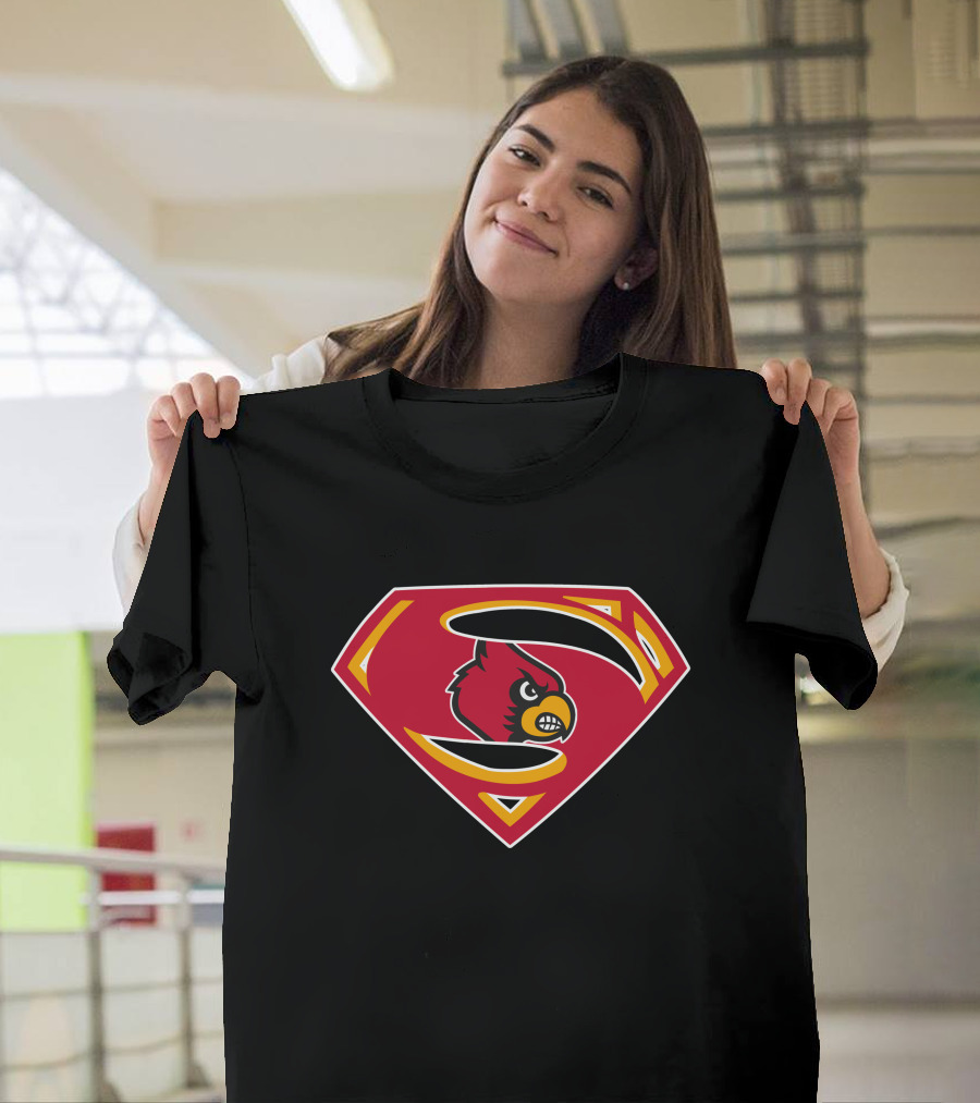 Louisville Cardinals Superman Logo Combination T-Shirt