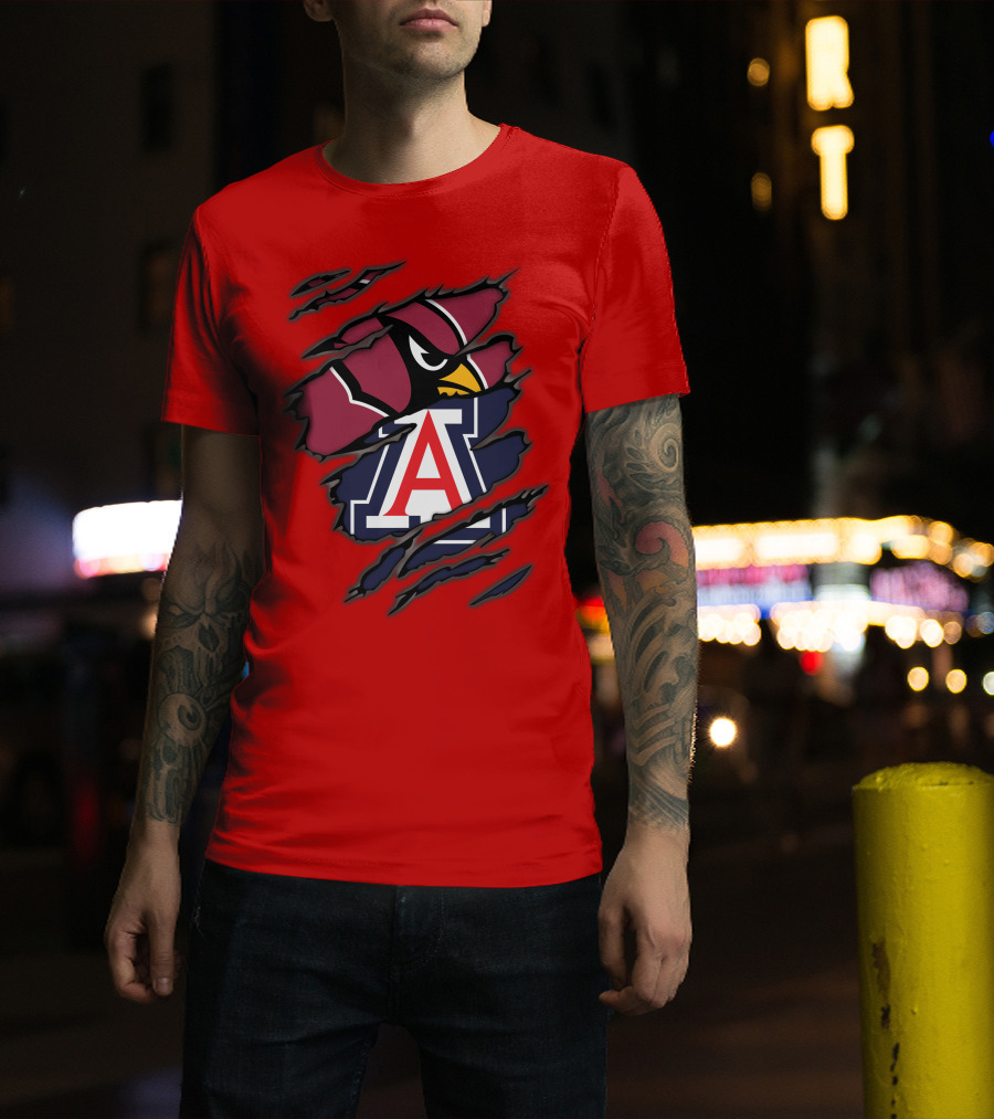 Arizona Cardinals University Wildcats Logo Fusion T-Shirt