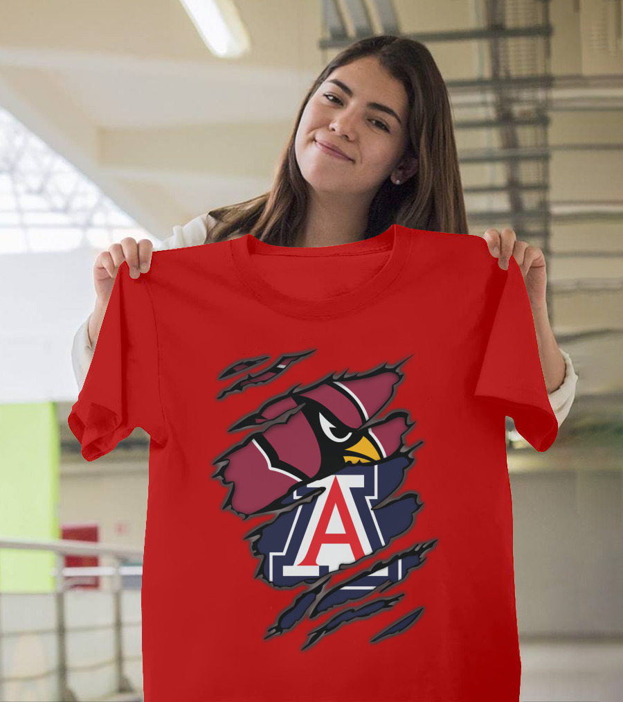 Arizona Cardinals University Wildcats Logo Fusion T-Shirt