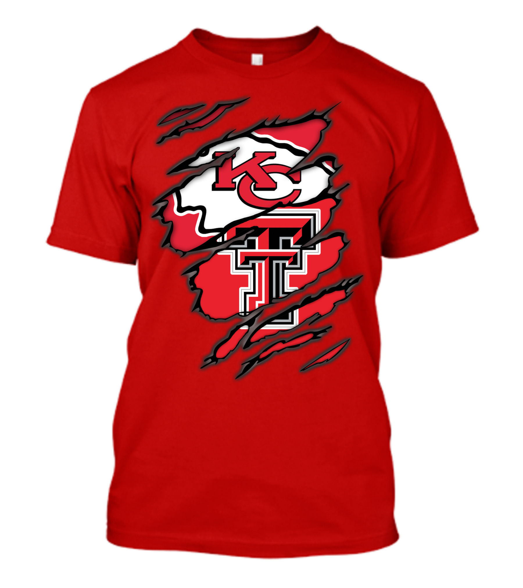 Kansas City Chiefs Texas Tech Red Raiders Logo Fusion T-Shirt