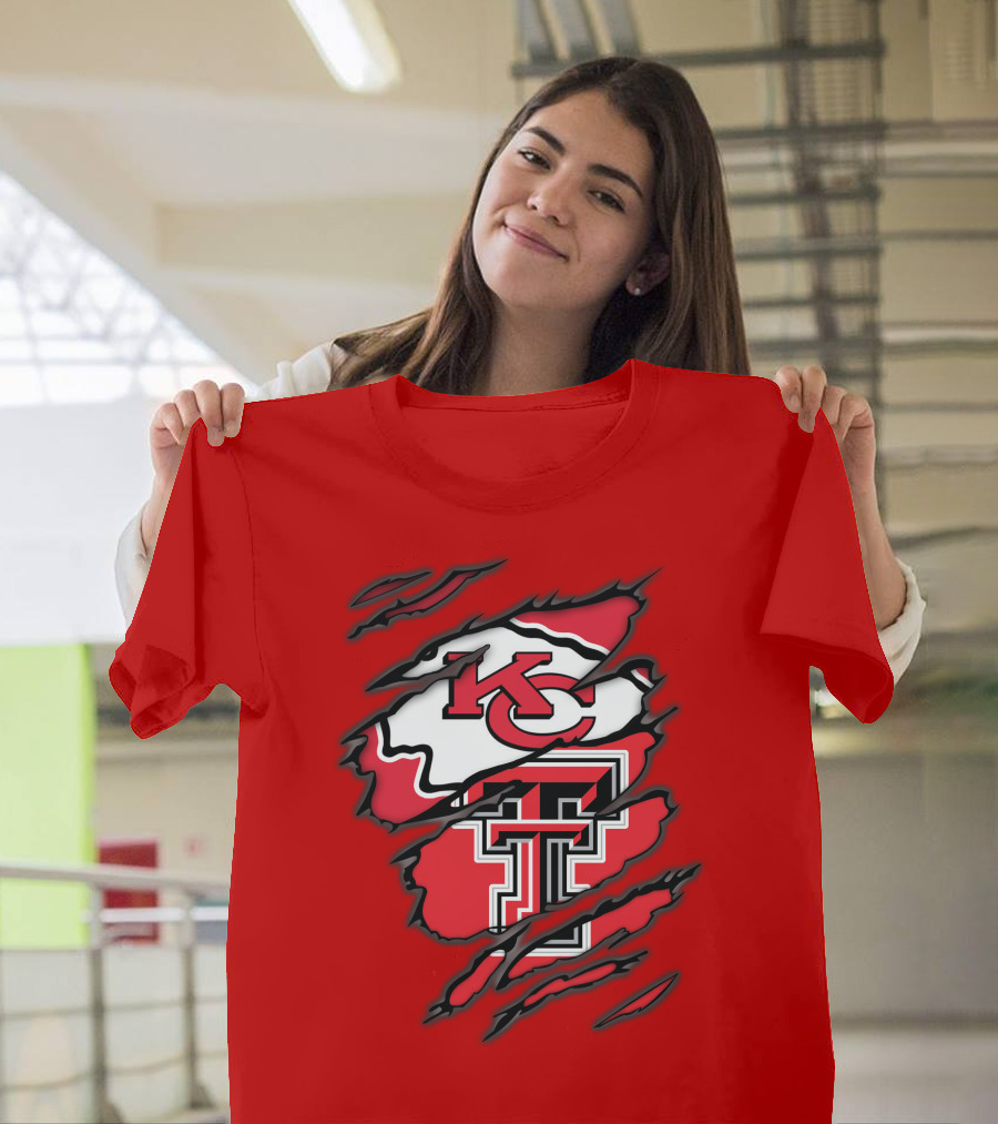 Kansas City Chiefs Texas Tech Red Raiders Logo Fusion T-Shirt