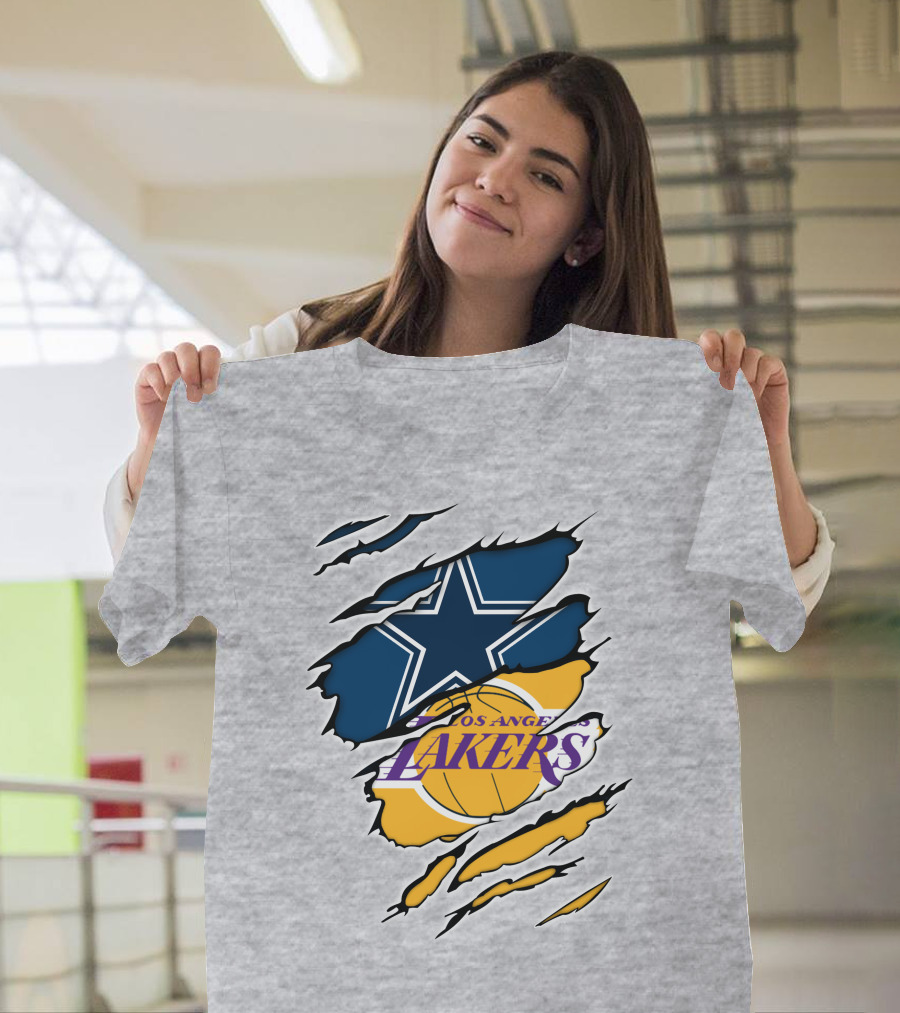 Dallas Cowboys Los Angeles Lakers Logo Mashup T-Shirt