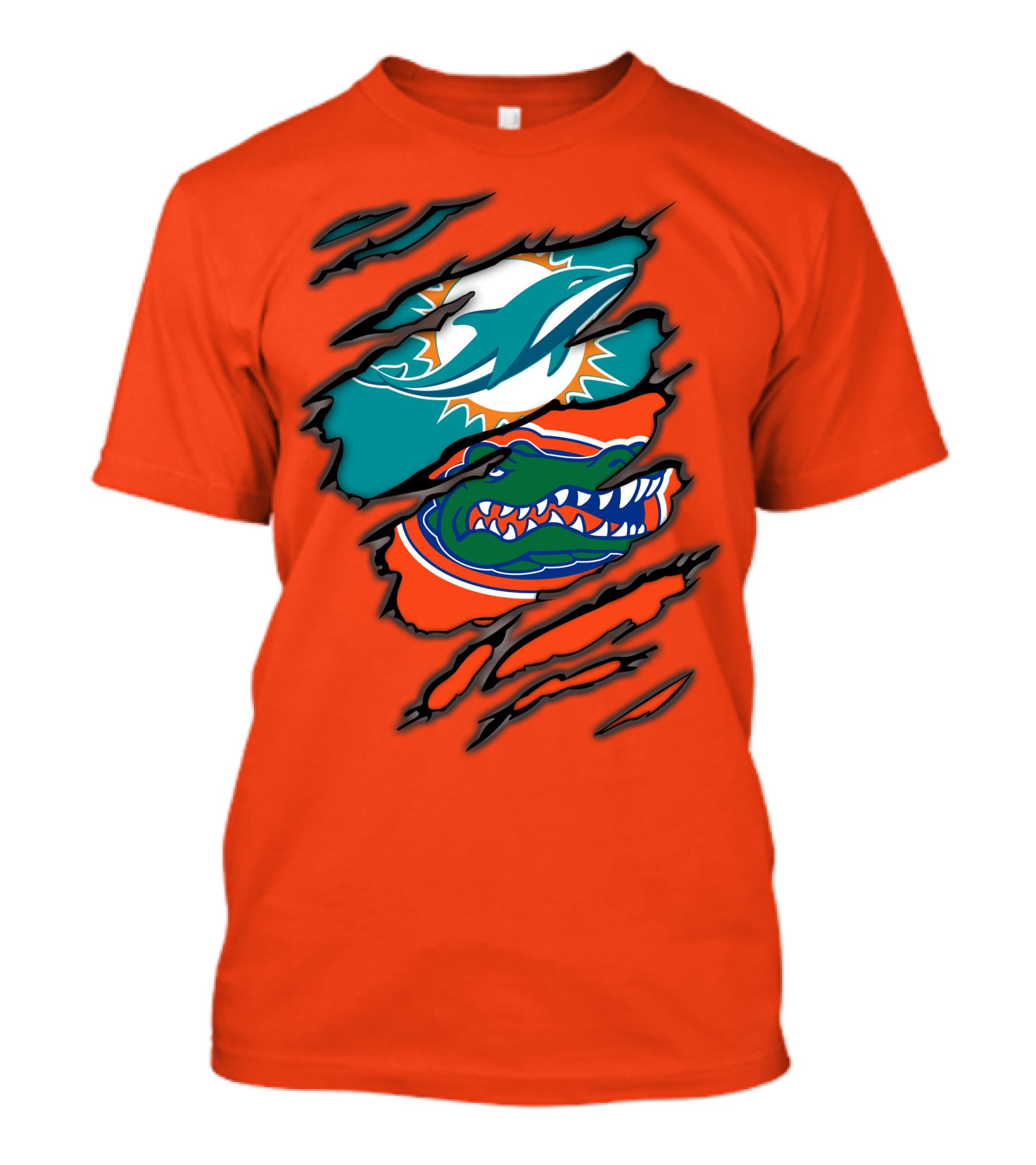 Miami Dolphins Florida Gators Logo Rip T-Shirt