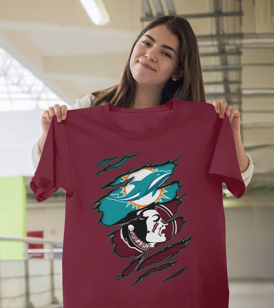 Miami Dolphins Florida State Seminoles Logo Mashup T-Shirt