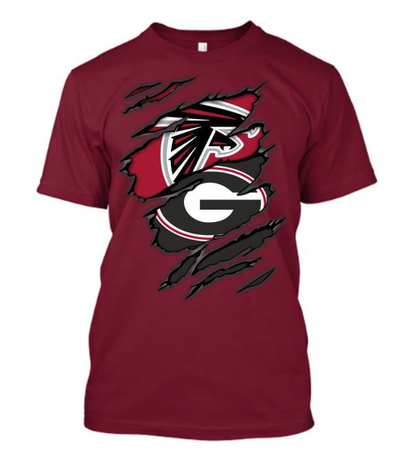 Atlanta Falcons Georgia Bulldogs Claw Marks Logo Combo T-Shirt