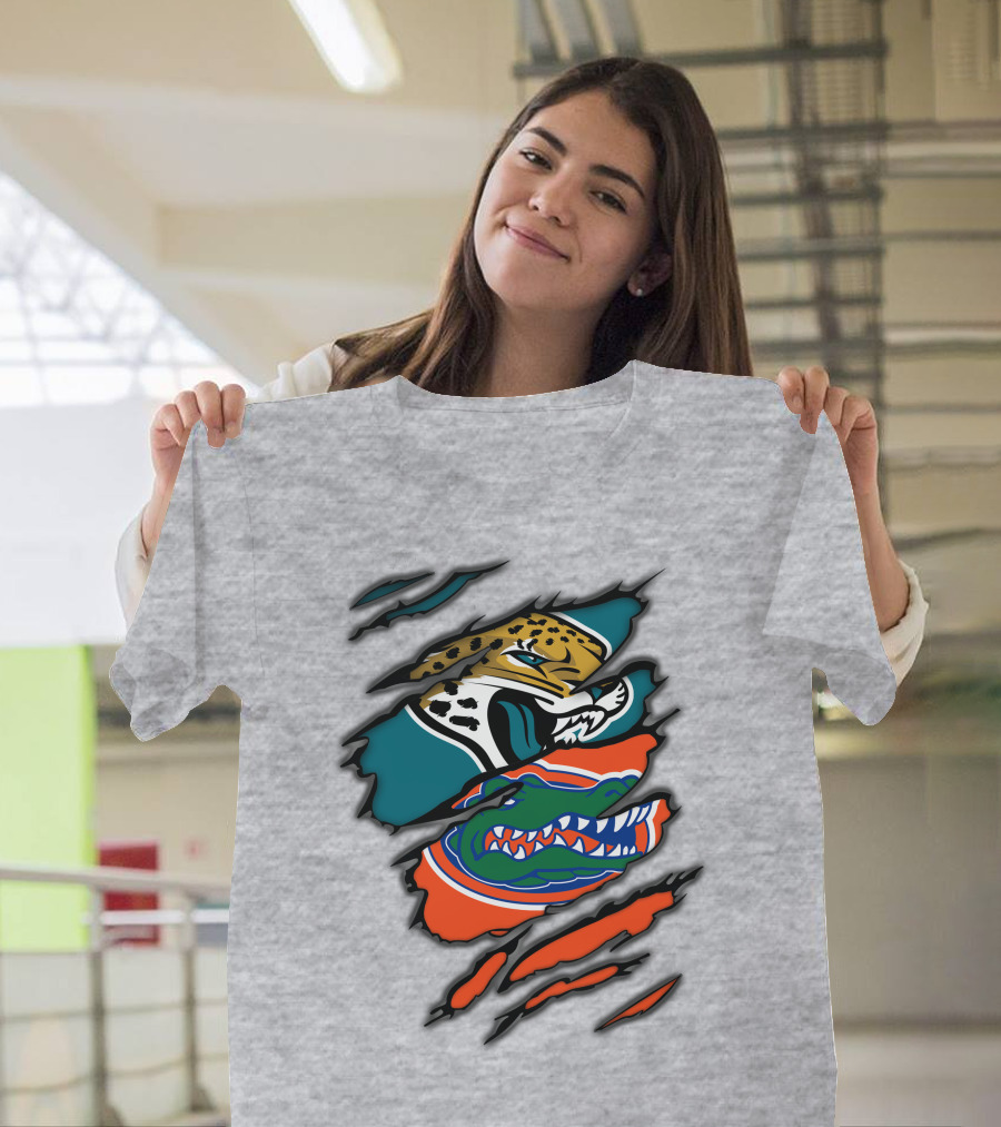 Jacksonville Jaguars Florida Gators Crossover Fan Gear Duo Team Spirit T-Shirt