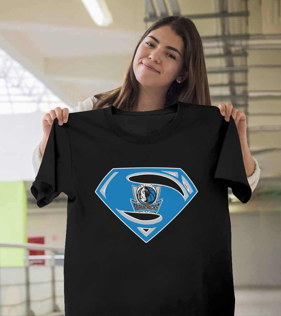 Superman Mavericks Logo With Dallas Mavericks NBA T-Shirt