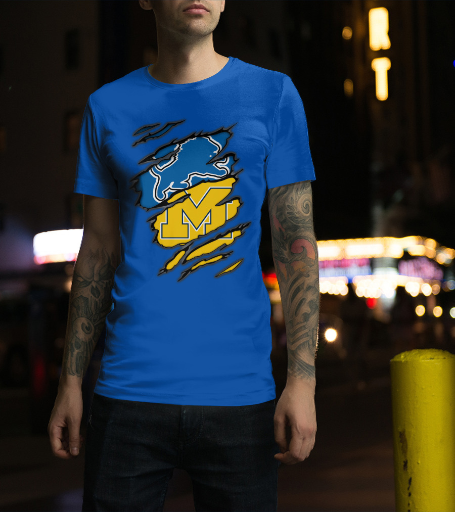 Detroit Lions Michigan Wolverines Crossover T-Shirt