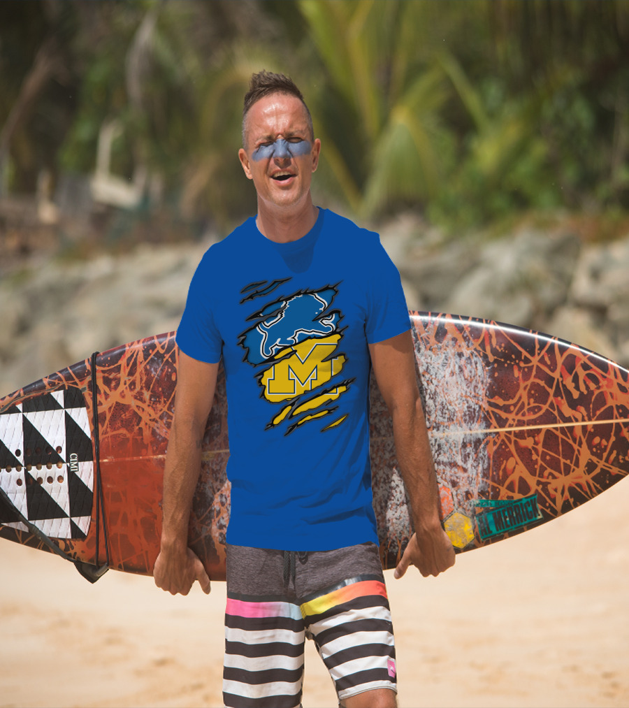 Detroit Lions Michigan Wolverines Crossover T-Shirt