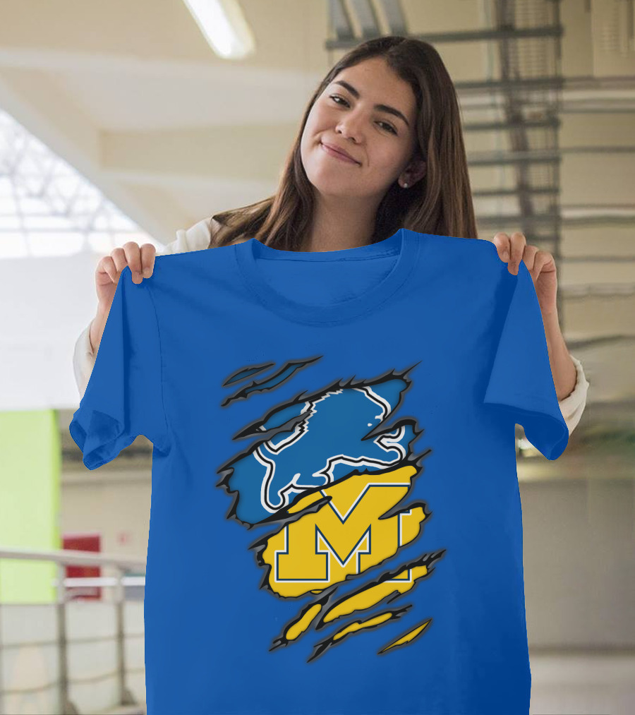 Detroit Lions Michigan Wolverines Crossover T-Shirt