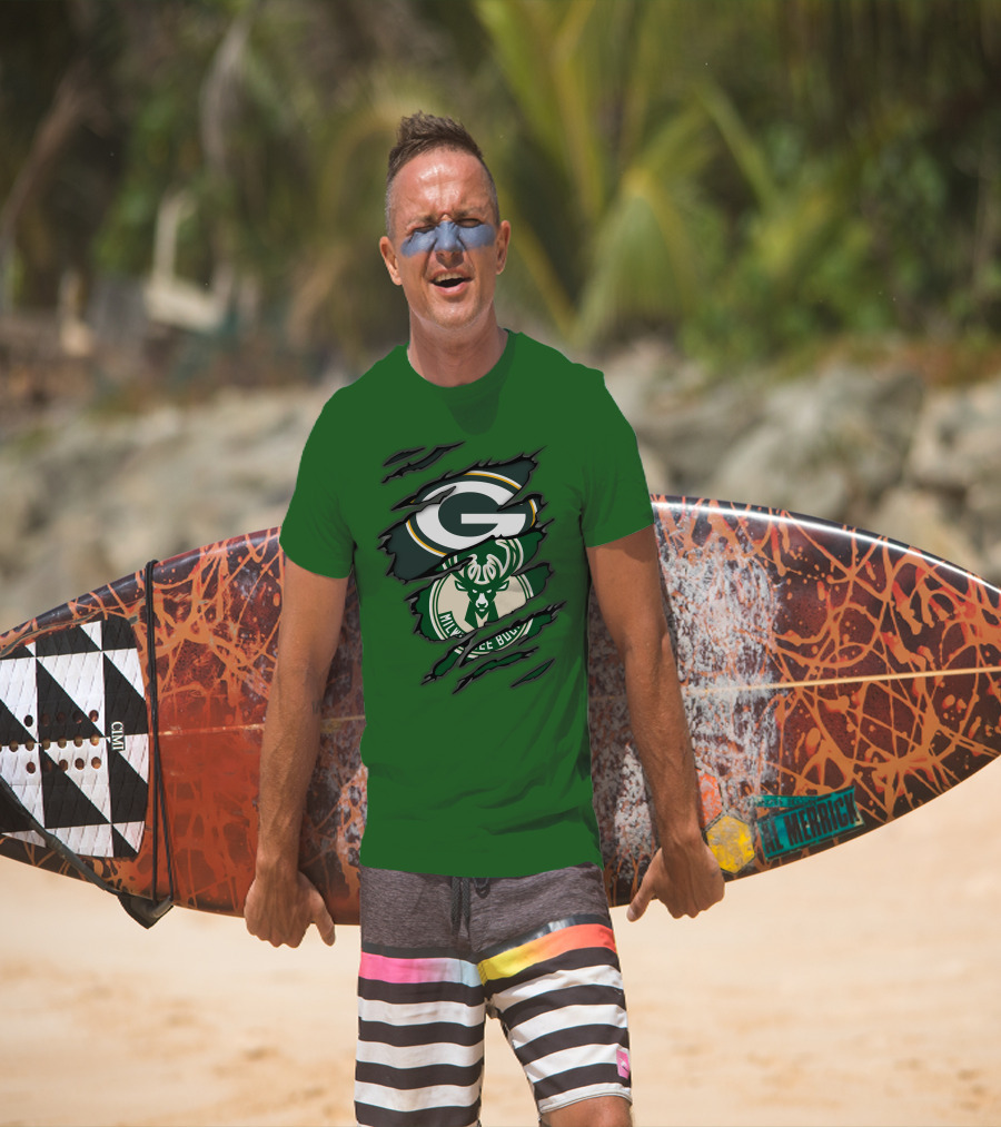 Green Bay Packers Milwaukee Bucks Crossover T-Shirt