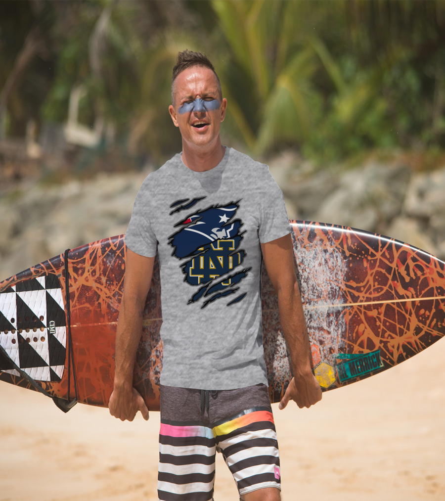 New England Patriots Notre Dame Fighting Irish Logo Mashup T-Shirt