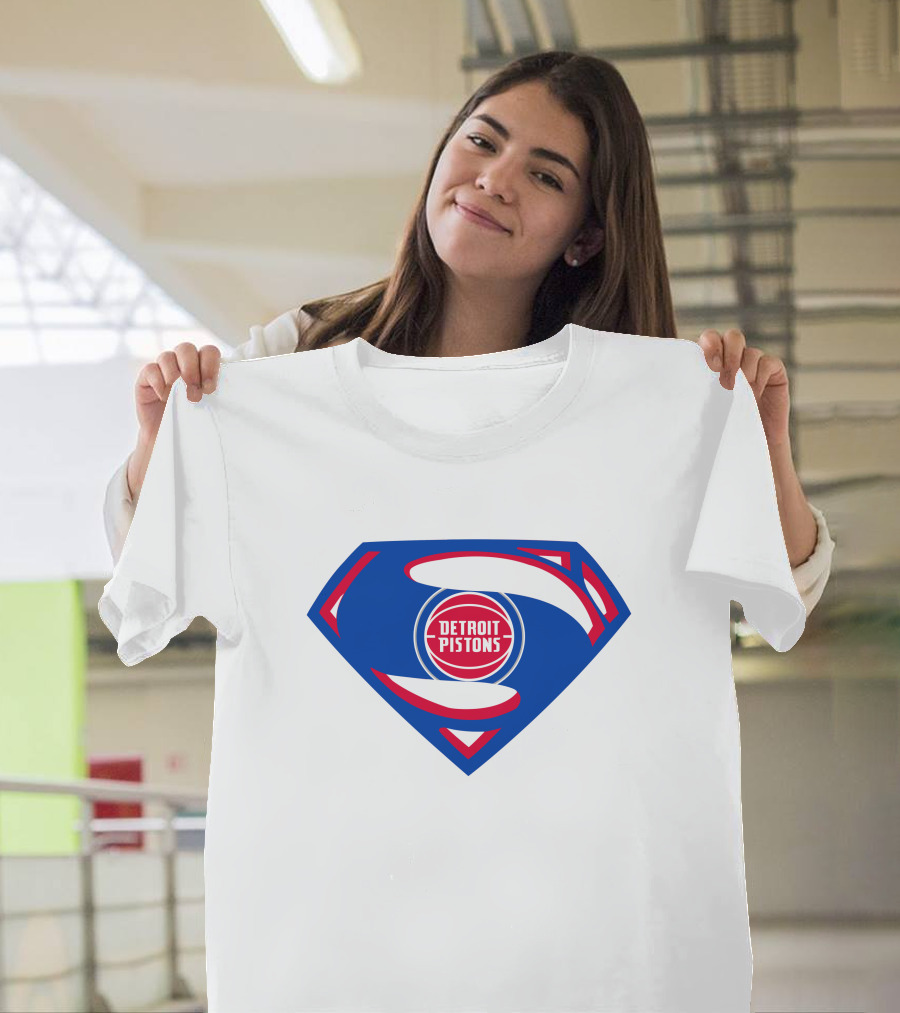 Detroit Pistons Superman Logo Combination T-Shirt