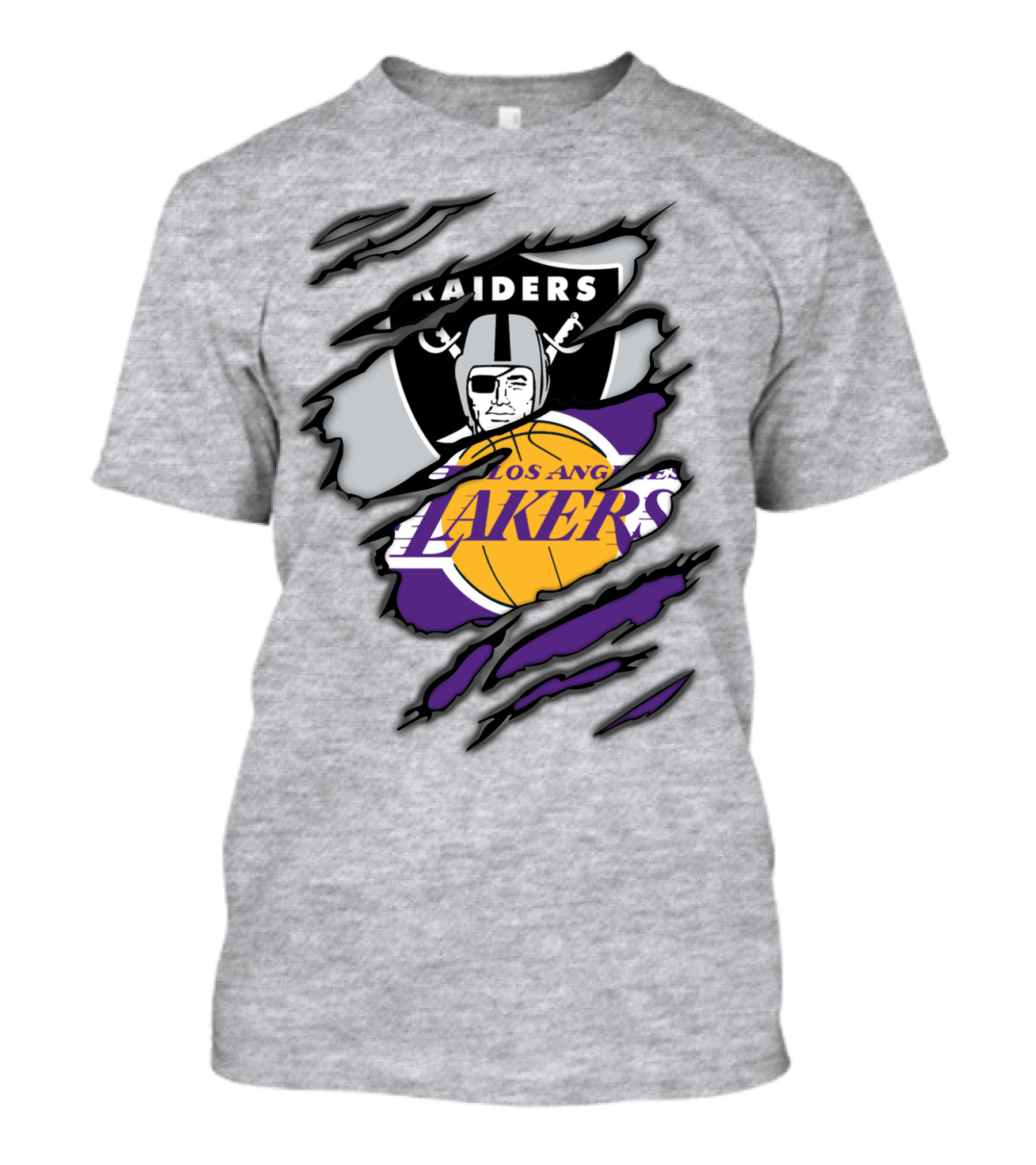 Raiders Los Angeles Lakers Basketball Football Fan Mashup T-Shirt