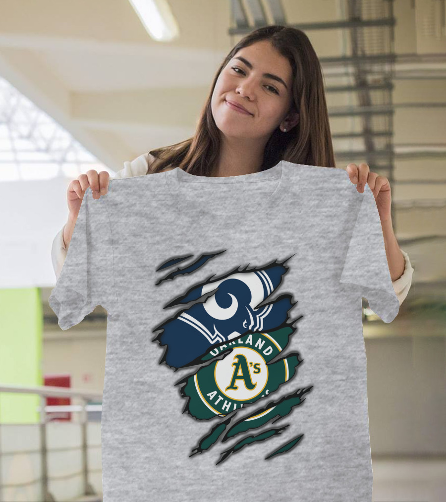 Rams Oakland Athletics Dual Fan Torn Layers T-Shirt