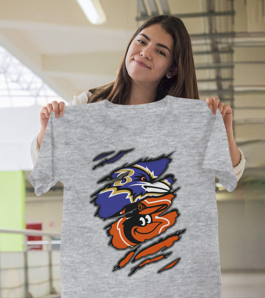 Baltimore Ravens Orioles Logo Mashup T-Shirt