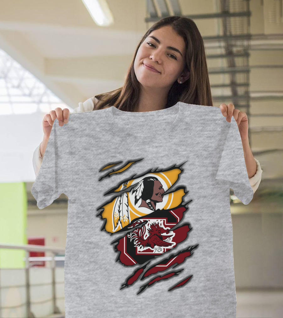Redskins South Carolina Gamecocks Logo Mashup T-Shirt