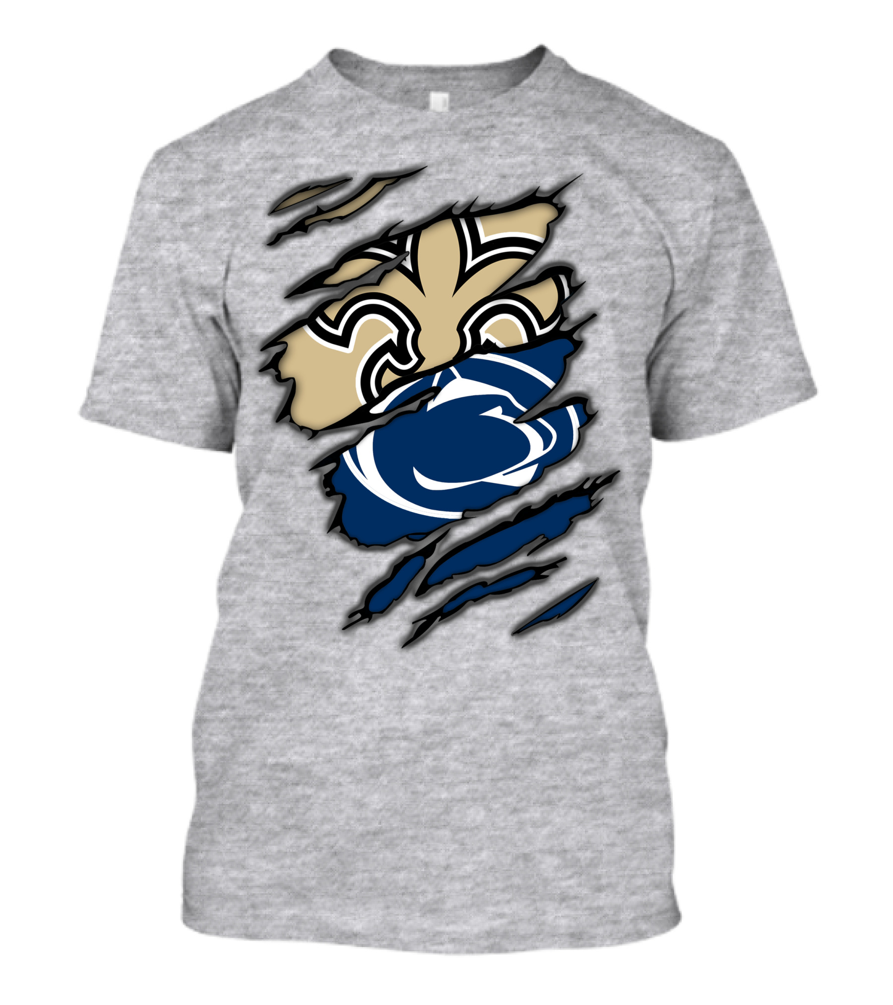 Saints Penn State Logo Combination Torn Effect T-Shirt