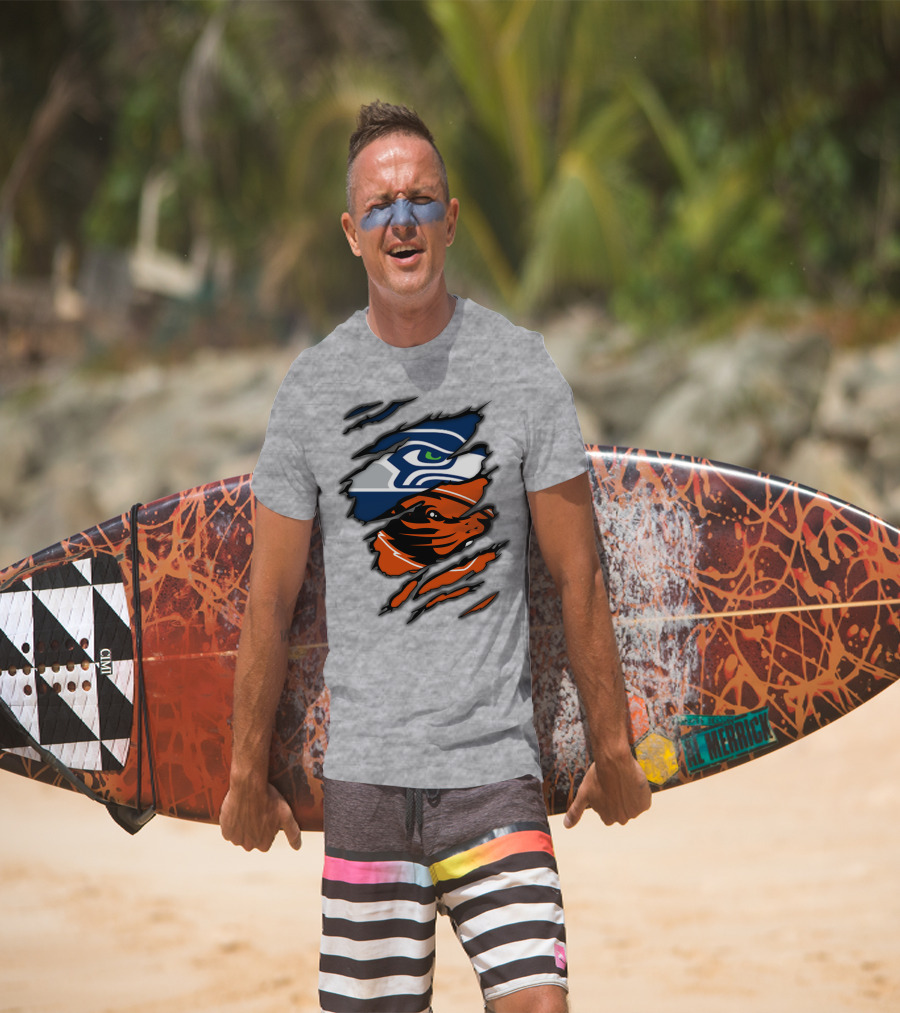 Seahawks Beavers Logo Slash Fusion T-Shirt