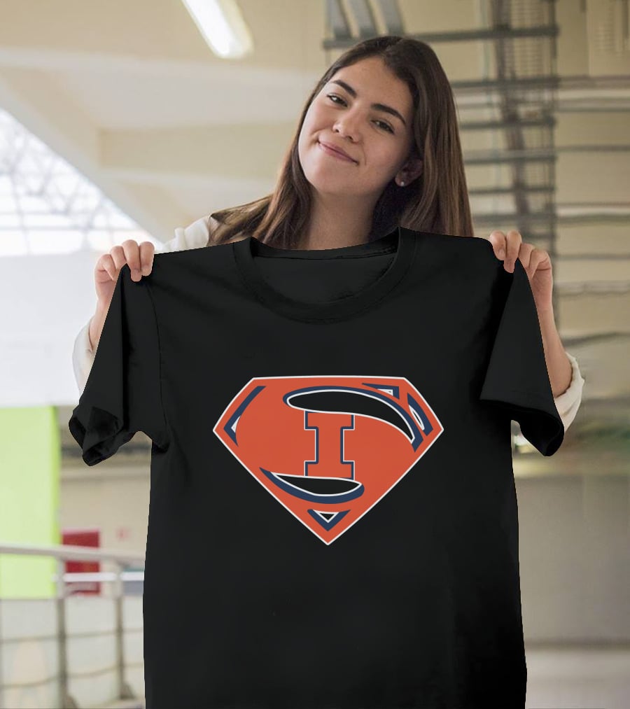 Superman Illinois Fighting Illini Logo Emblem T-Shirt