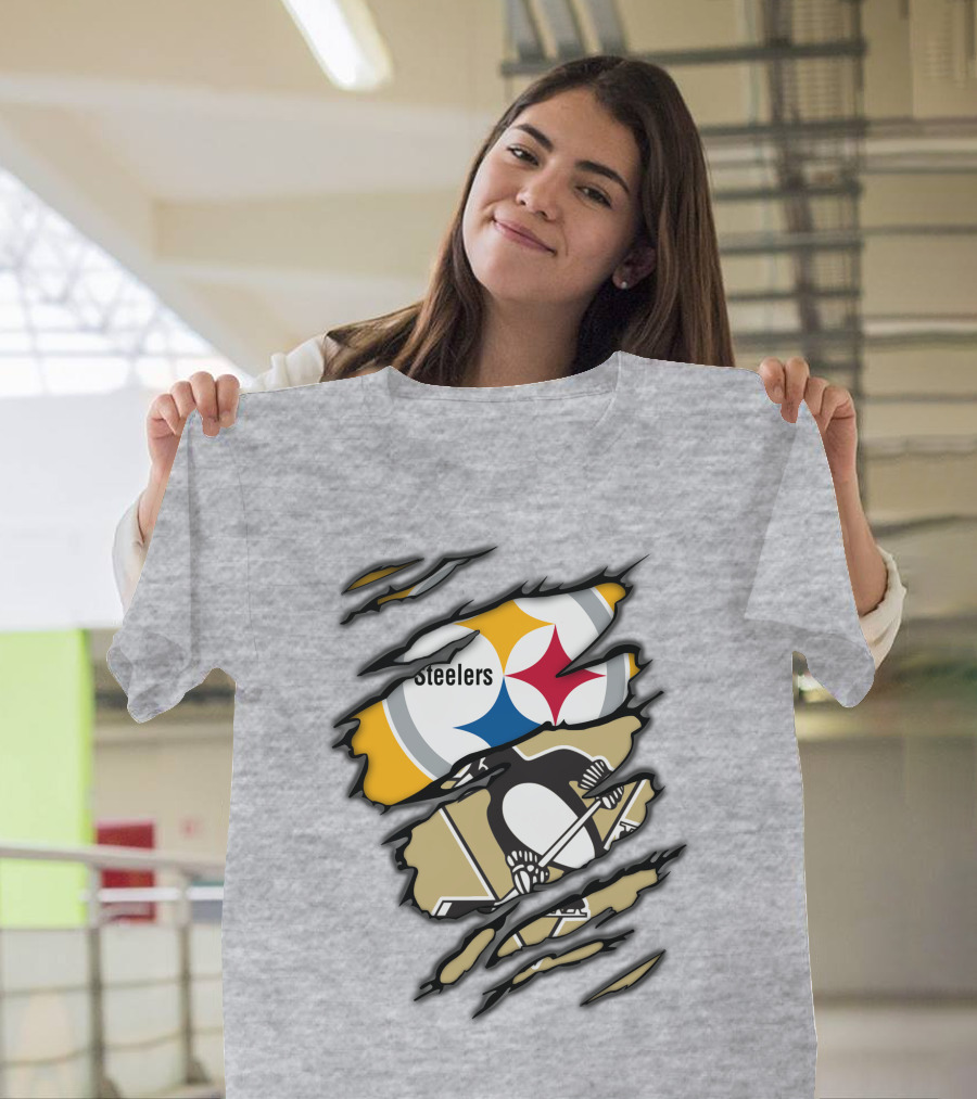 Steelers Penguins Ripped Claw T-Shirt