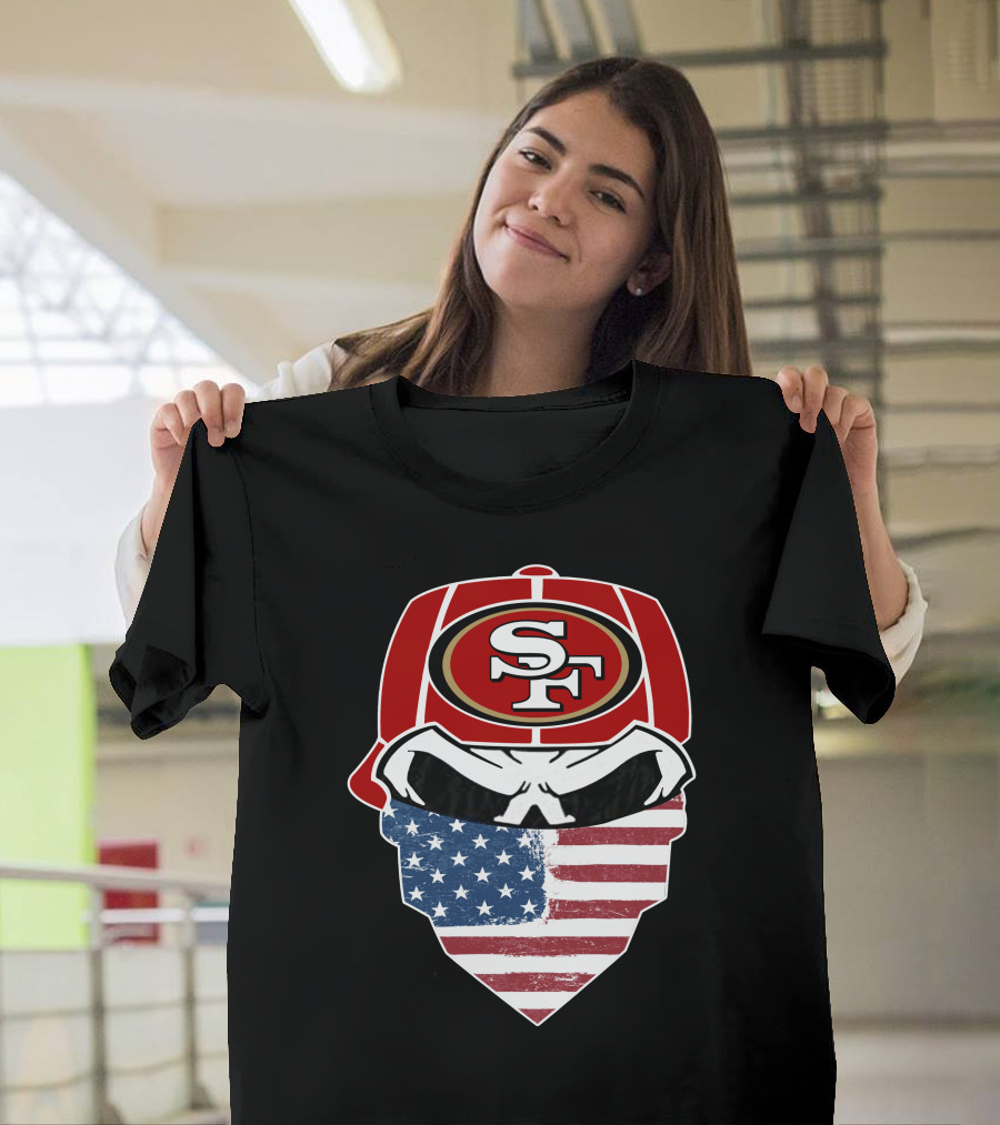 49ers Skull Sf American Flag Bandana T-Shirt