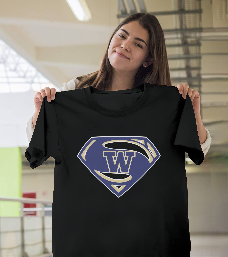 Superman W Huskies Logo With Iconic Shield T-Shirt