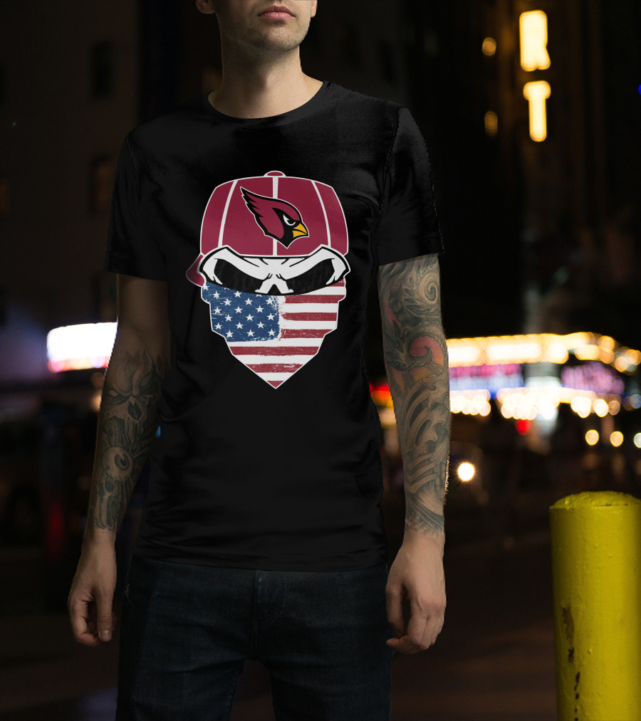 Cardinals Skull American Flag Bandana T-Shirt