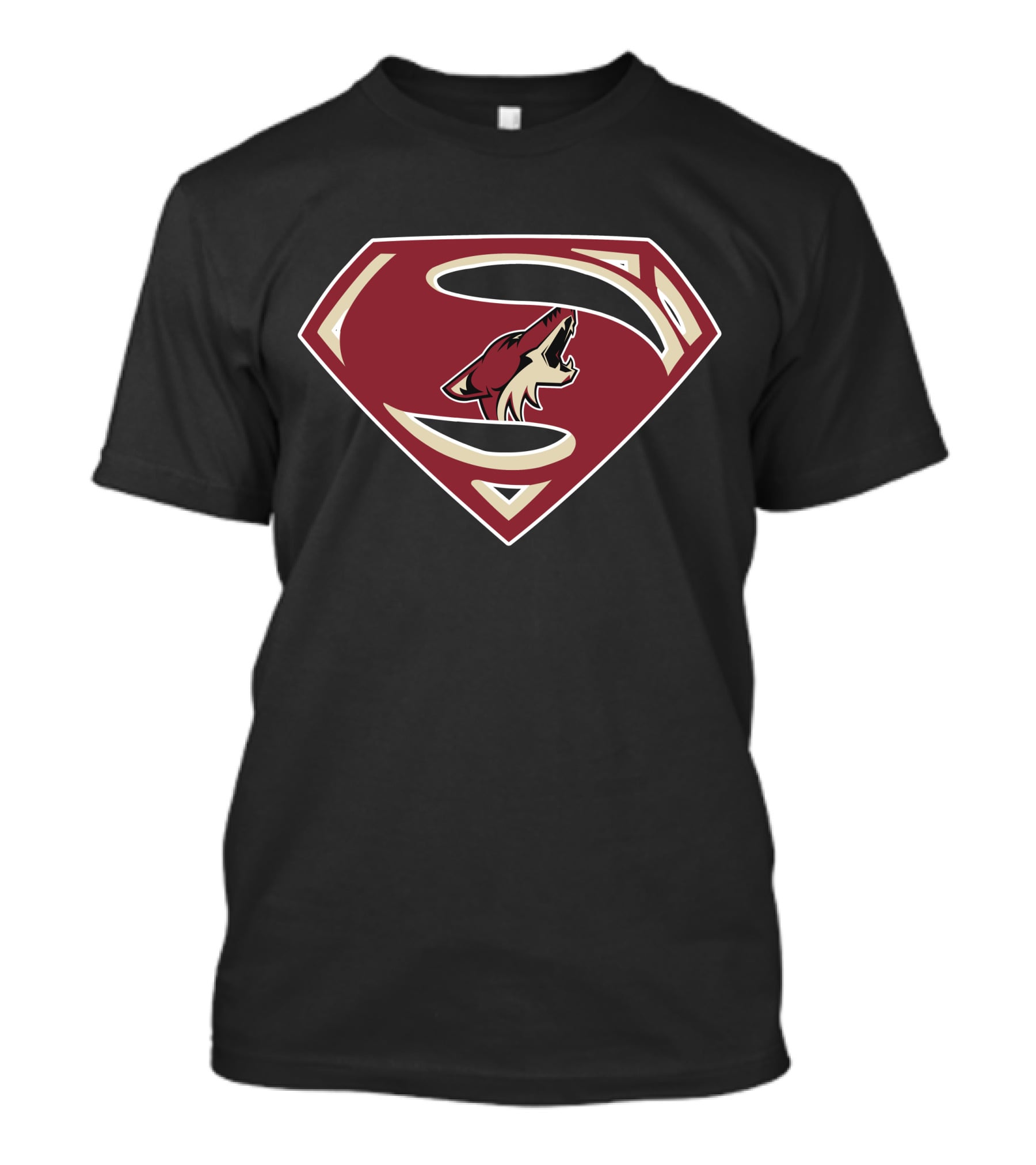 Superman Coyotes Symbol With Howling Coyote Within Red Diamond Crest T-Shirt