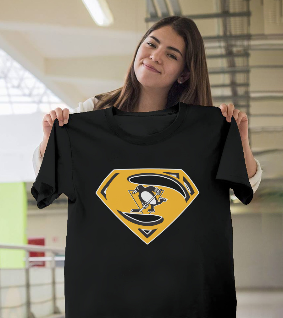 Superman Pittsburgh Penguins Hockey Logo Fusion T-Shirt