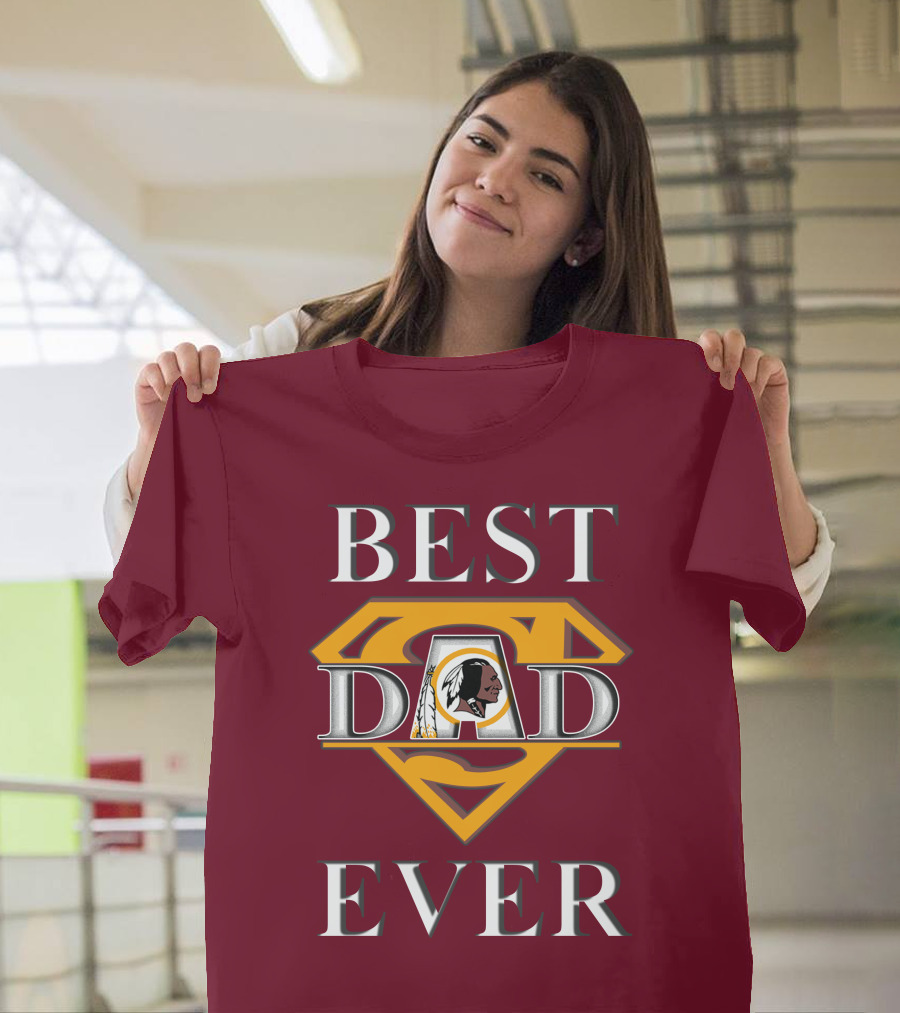Best Dad Ever Redskins Logo Superman Symbol T-Shirt