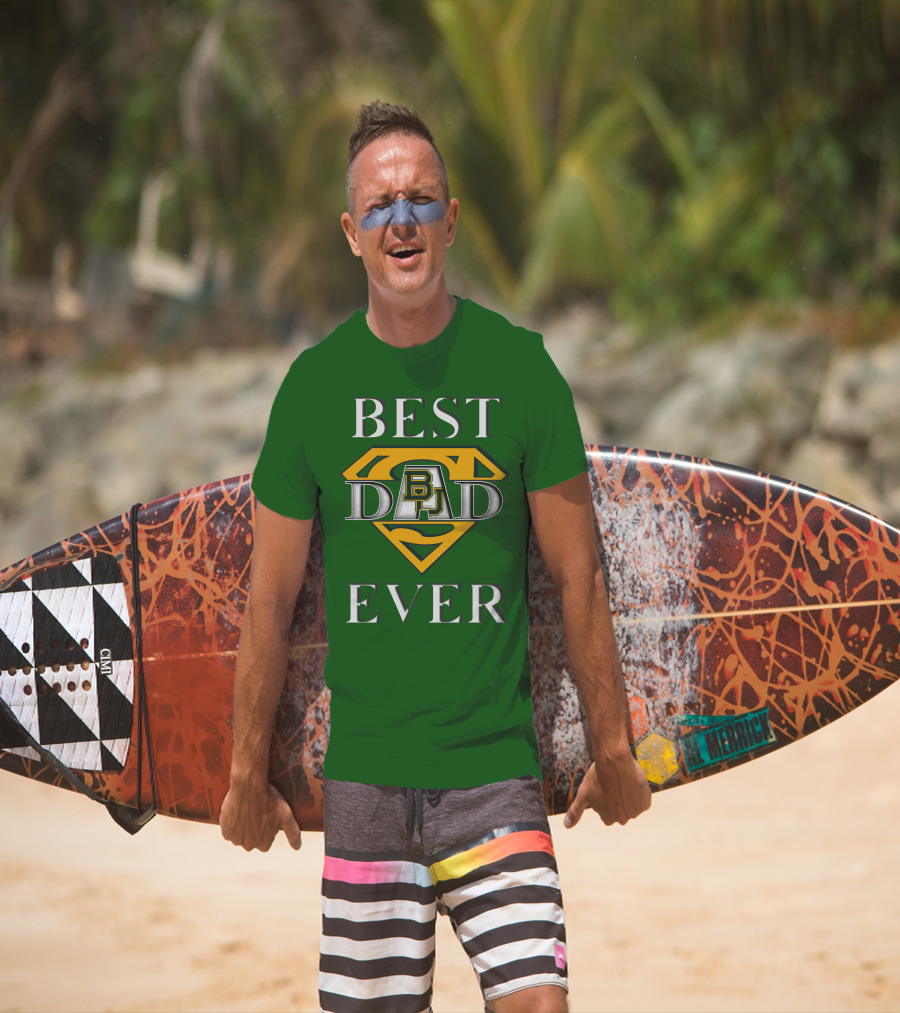 BEST DAD EVER Baylor Bear Logo Superman Shield T-Shirt