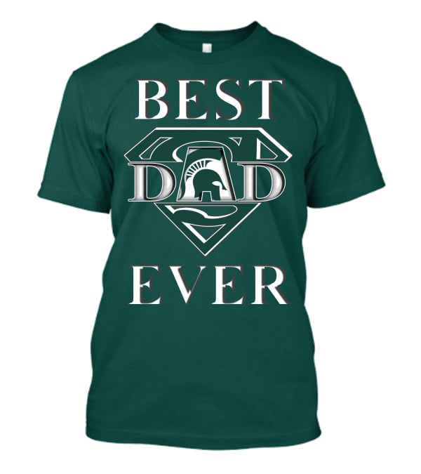Michigan State Spartans Best Dad Ever Spartan Logo Superhero Badge T-Shirt