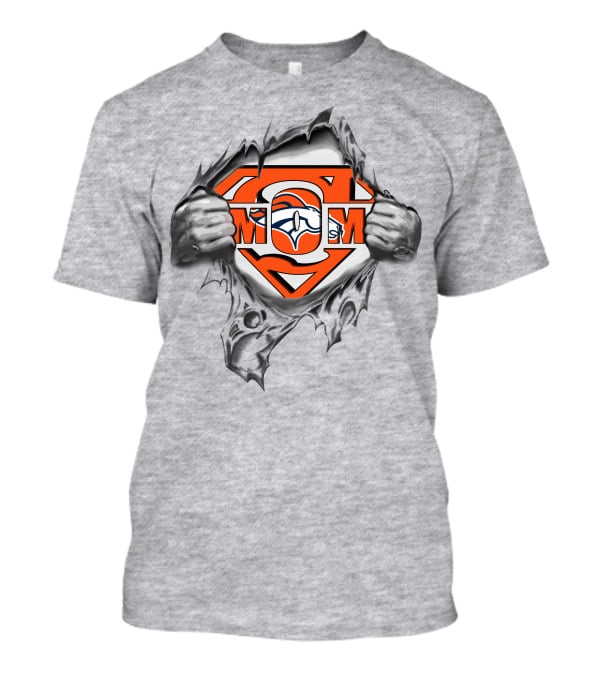 Broncos Super Mom Logo With Superman Style Rip T-Shirt