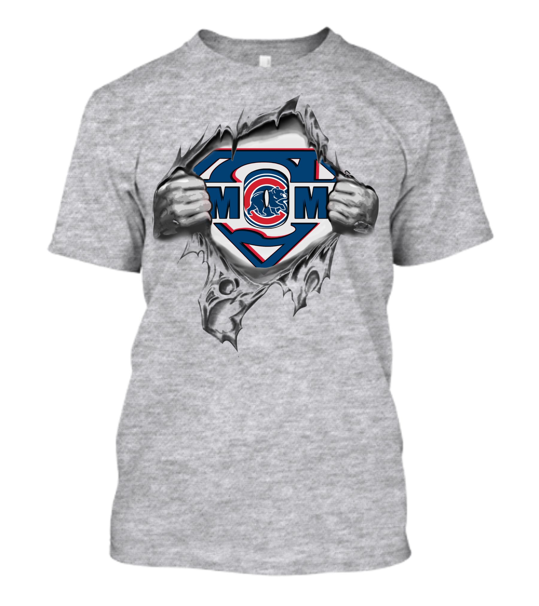 Chicago Cubs Superman Mom Logo Tear Reveal T-Shirt