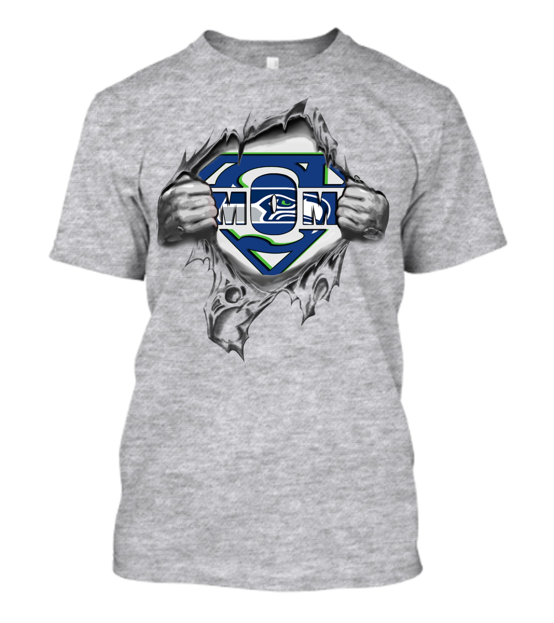 Seahawks Super Mom Logo With Superman Style Crest T-Shirt