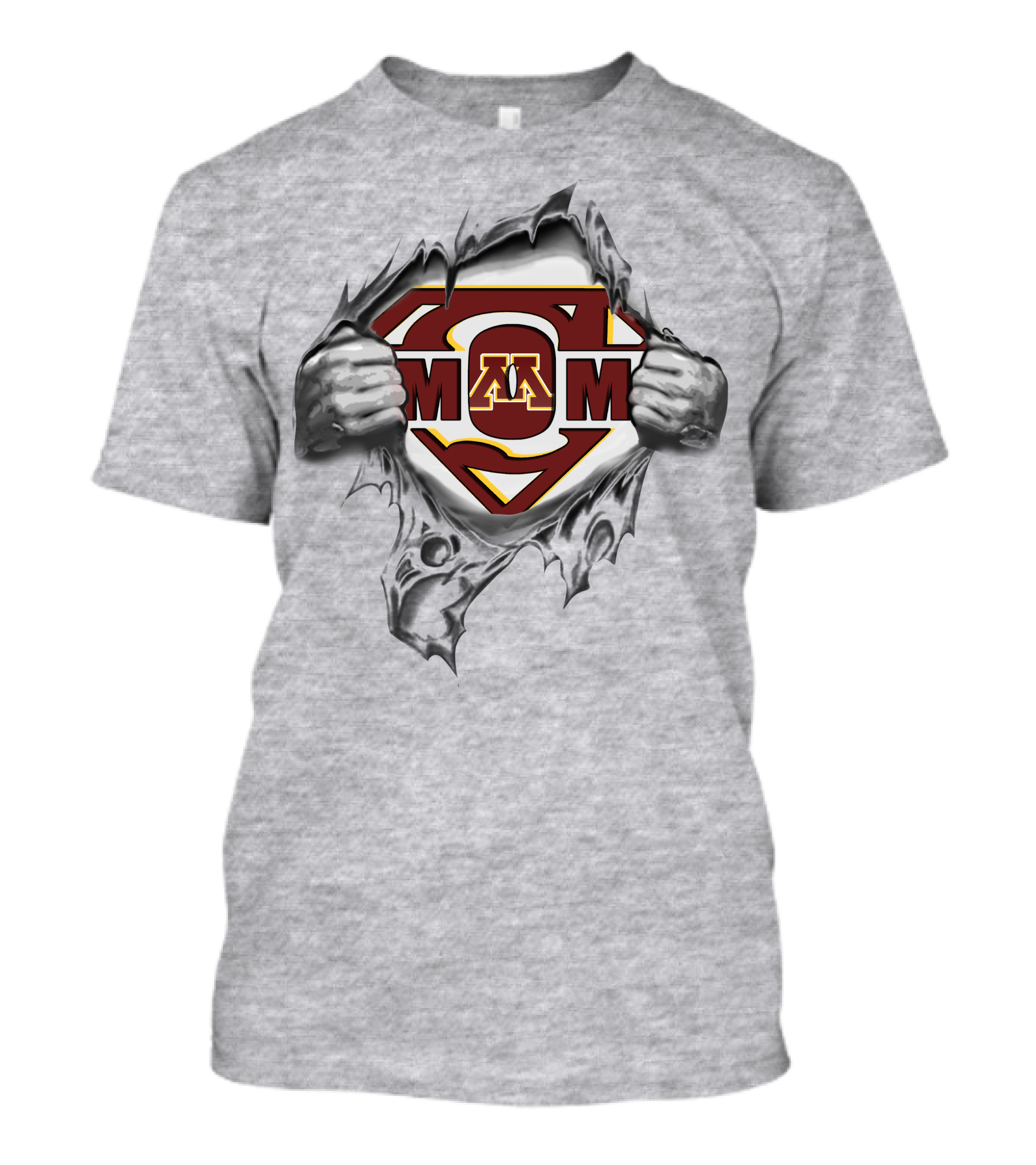 Minnesota Golden Gophers Super M Logo Rip With Superman Symbol T-Shirt