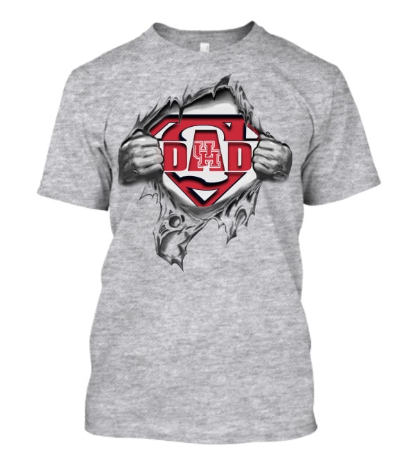 Houston Cougars Dad Superhero Emblem T-Shirt