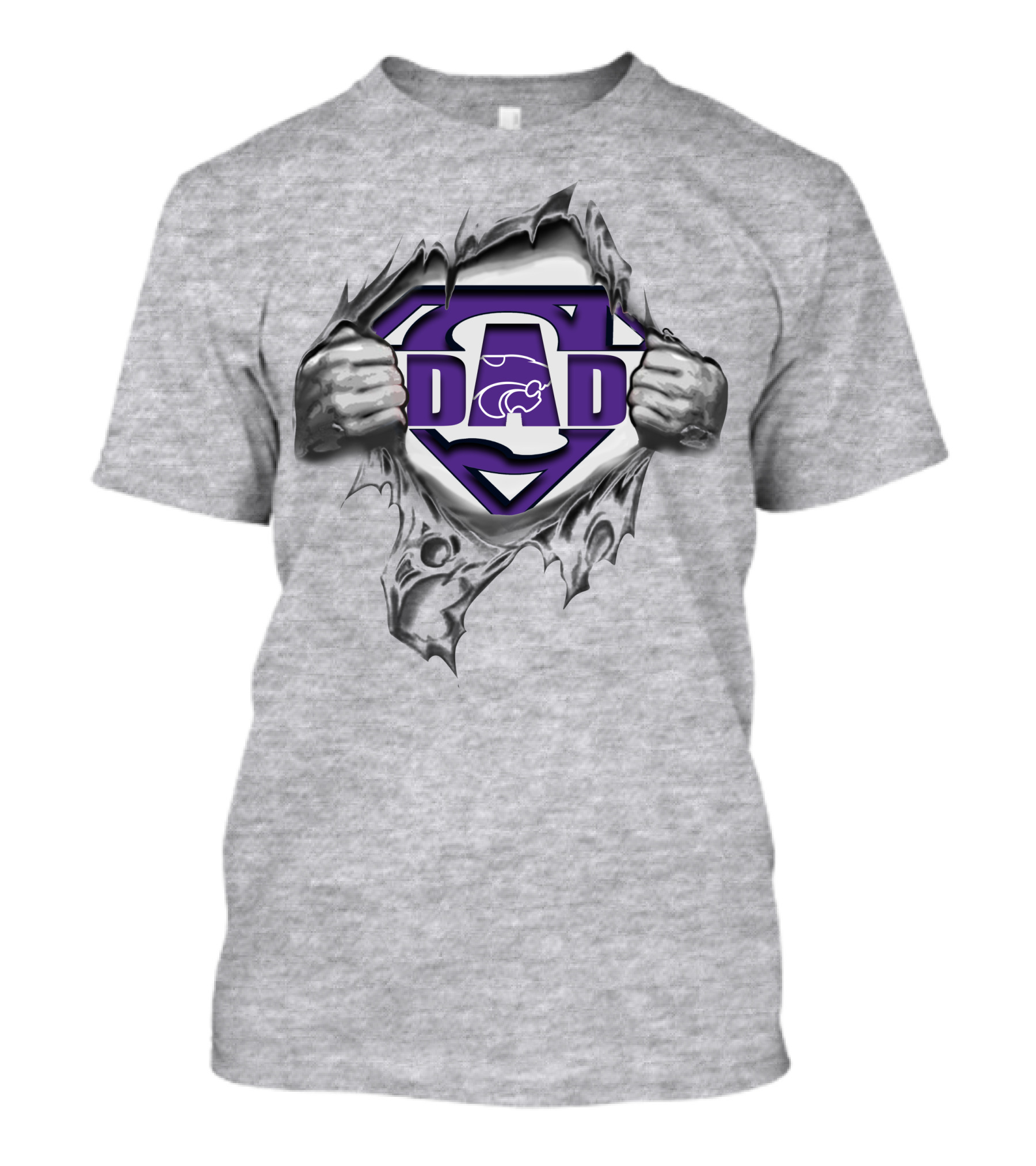 Kansas State Wildcats Dad Superhero Logo Rip T-Shirt