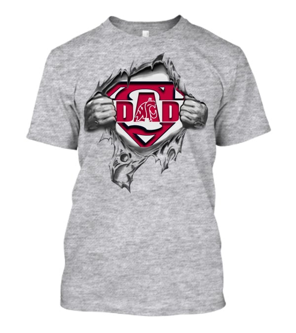 Washington State Cougars Super Dad Logo With Superman Motif T-Shirt