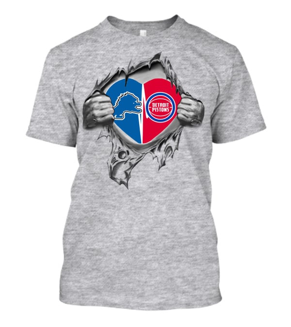 Detroit Pistons And Lions Heart T-Shirt