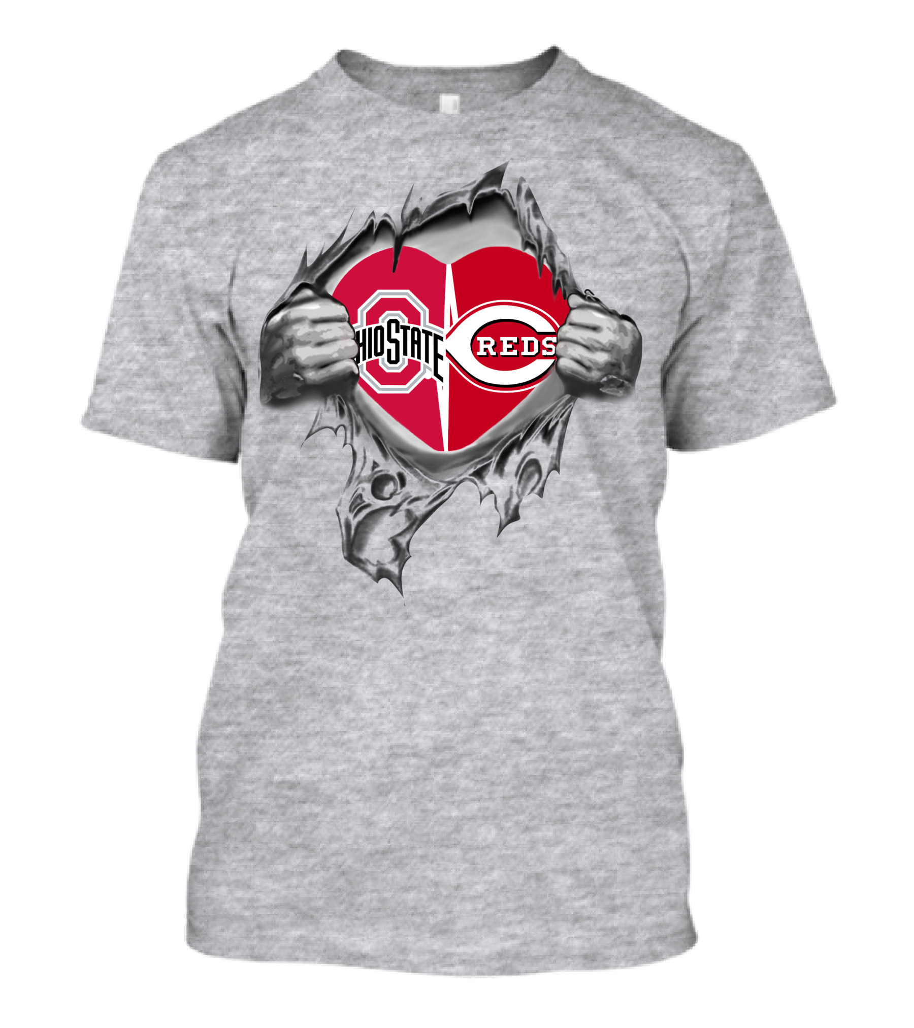 Ohio State Buckeyes Reds Heart Logo Peel T-Shirt