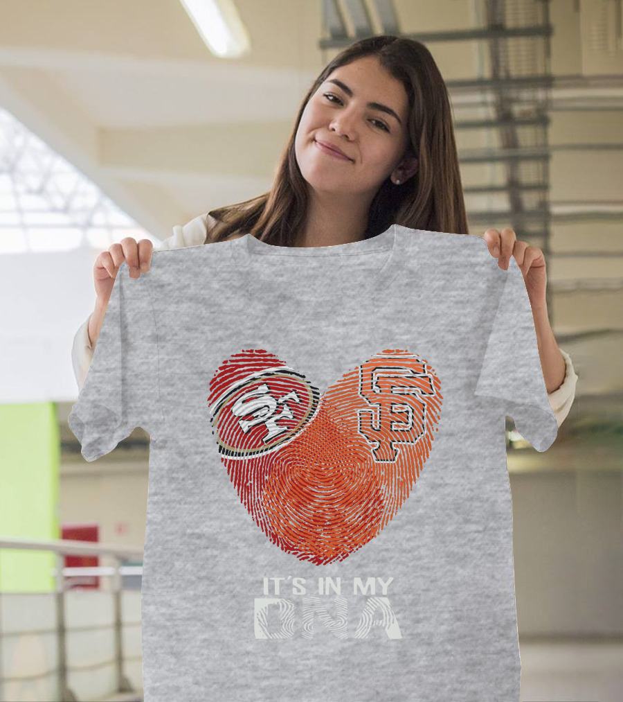49ers Giants Heart Fingerprint It's In My Dna T-Shirt