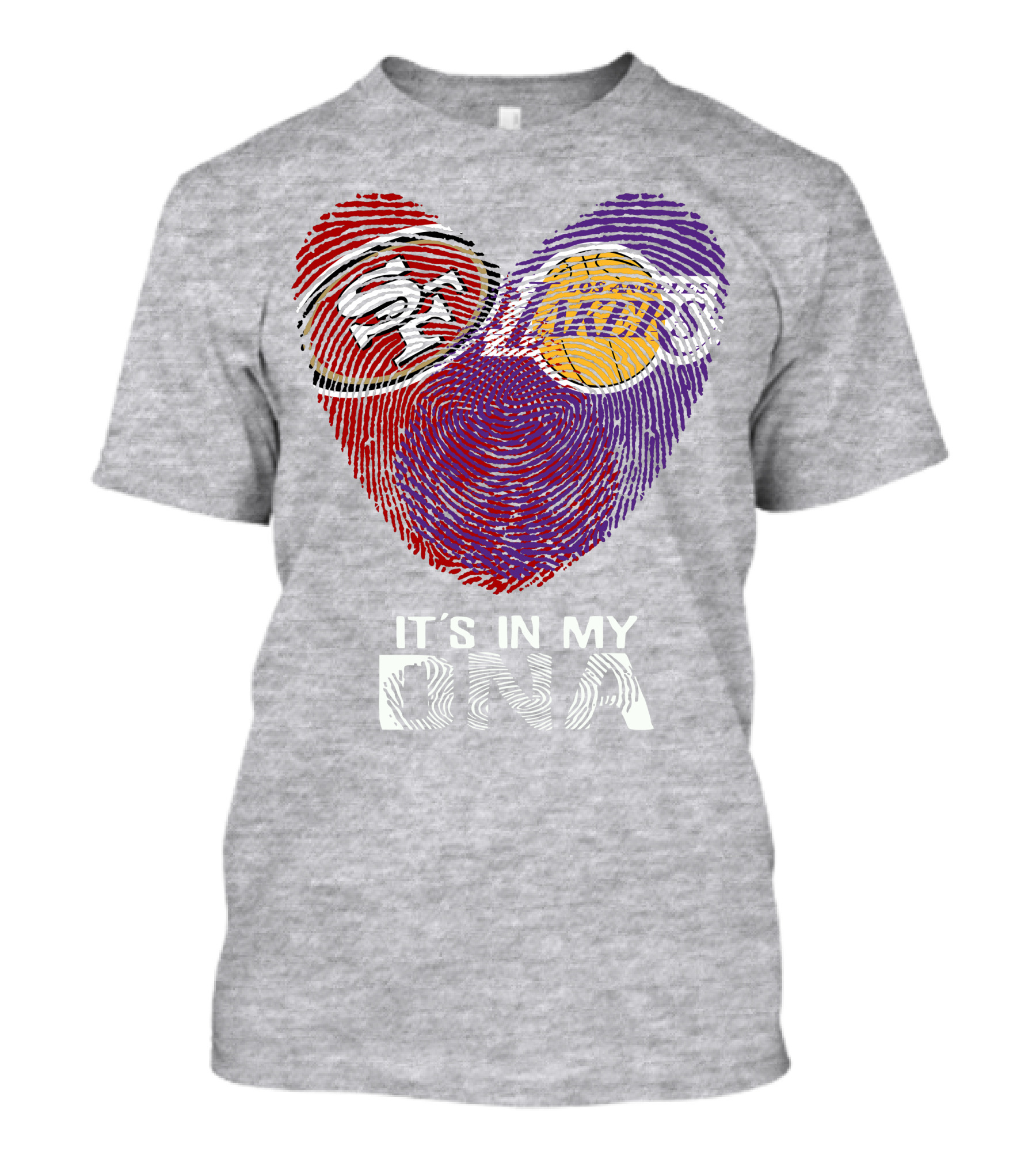 49ers Lakers It's In My Dna Fingerprint Heart T-Shirt