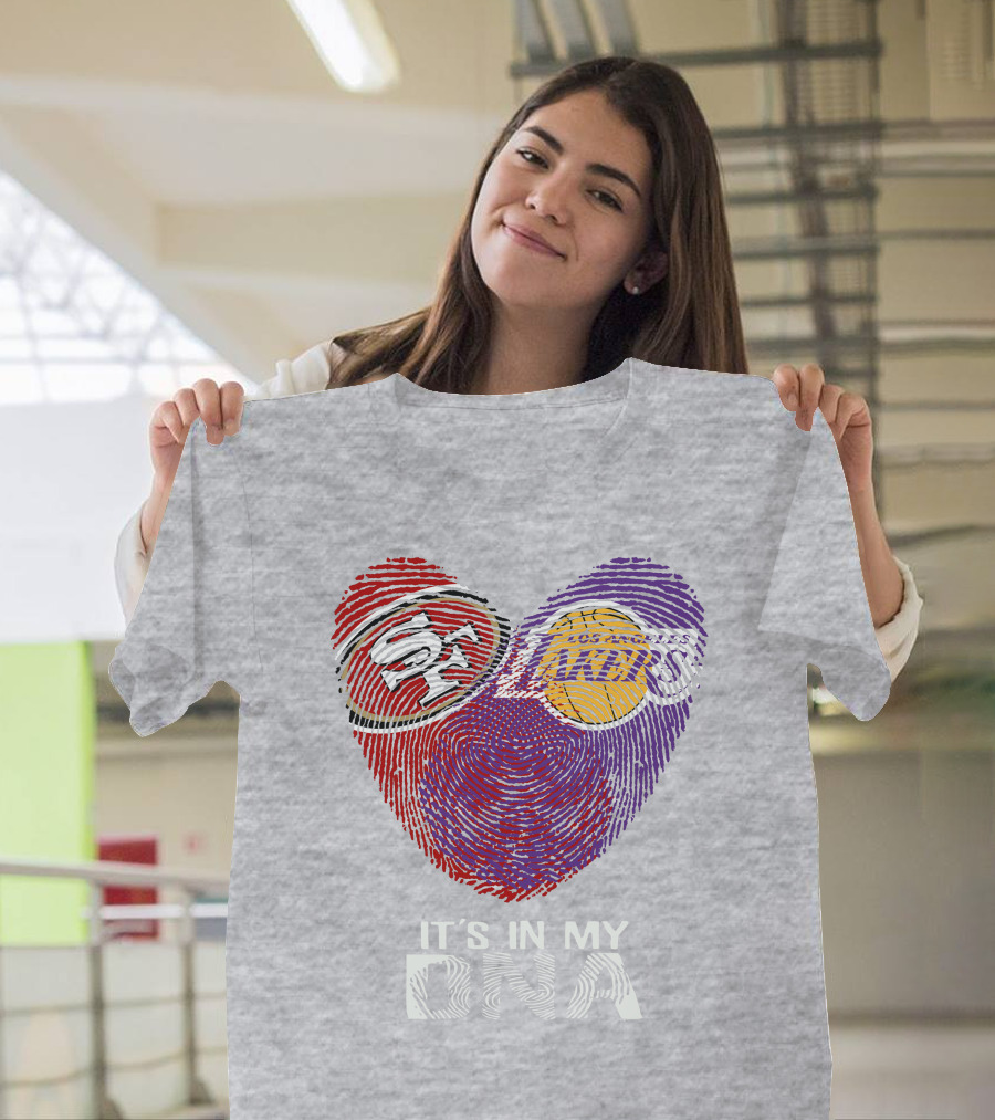 49ers Lakers It's In My Dna Fingerprint Heart T-Shirt