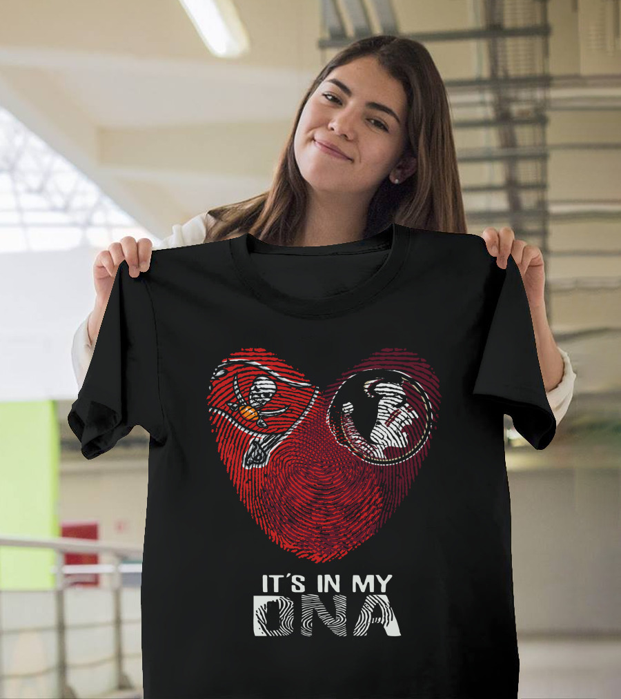Buccaneers Seminoles It's In My DNA Fingerprint Heart T-Shirt