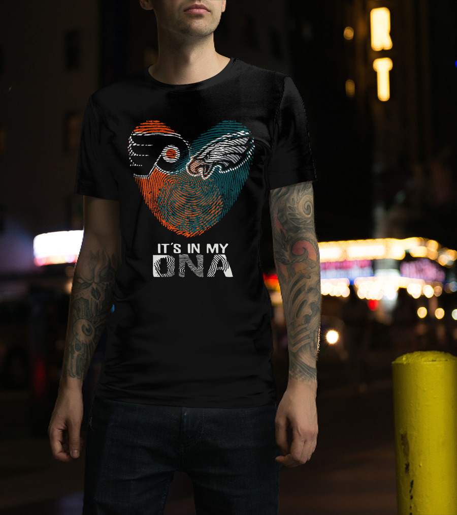 Eagles Flyers It's In My DNA Fingerprint Heart T-Shirt
